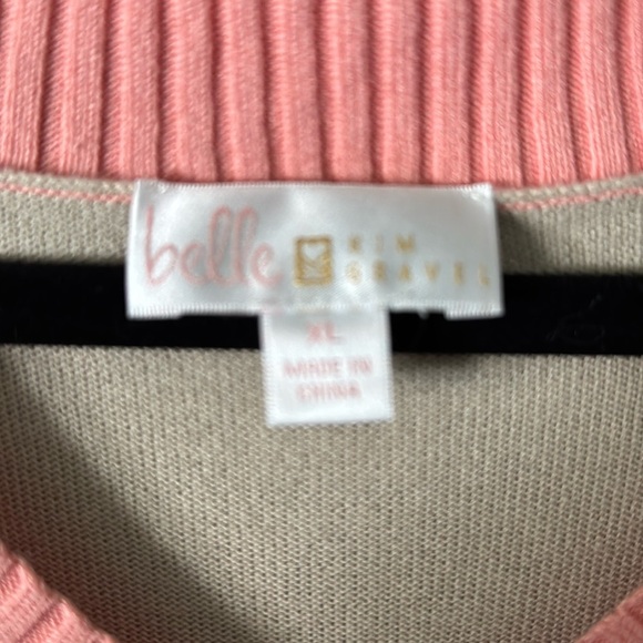 Belle by Kim Gravel Pastel Color Block Sweater Womens XL drop shoulder Cotton - Picture 5 of 9